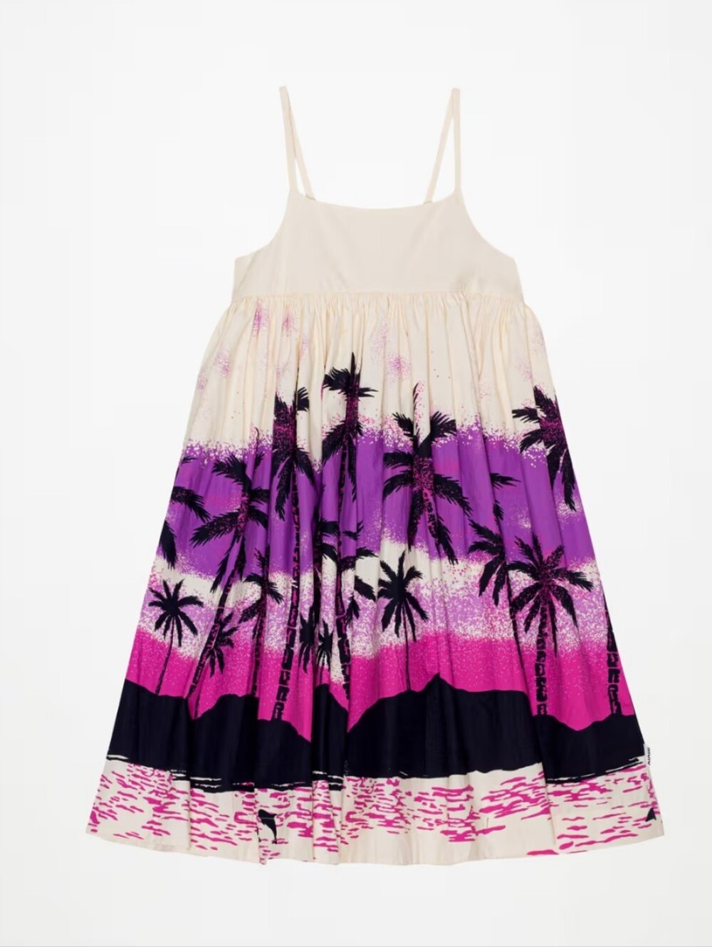 Molo GOTS Chiyo Twilight Island Dress with Purple, Pink & Black Palm Print 7/8
